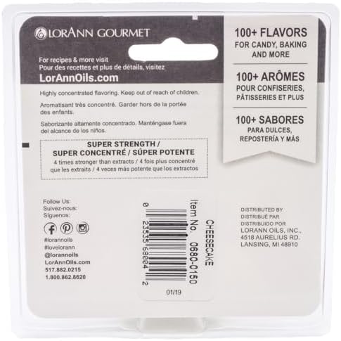 LorAnn Oils Super Strength Flavoring - Used For Candy Making, Flavoring, Baking, Hard Candy, & Flavor Oils - Bold, Natural Flavors 4X Stronger Than Extracts - Cheesecake, Pack of 2, 0.125 fl oz
