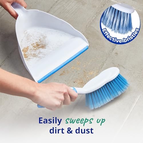 Spontex Dustpan and Brush Set, White, 2 Count (Pack of 1)