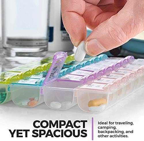 MEDca Pill Organizers - (2 Pack) Large Pill Organizer with Weekly and Daily 4-Times-A-Day Compartments for Morning, Noon, Evening, Night - BPA-Free, Portable and Travel Friendly Pill Boxes Case