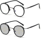 COTIA Reading Glasses Transition Photochromic Progressive Multifocus Reader for Men/Women Classic Round Eyewear
