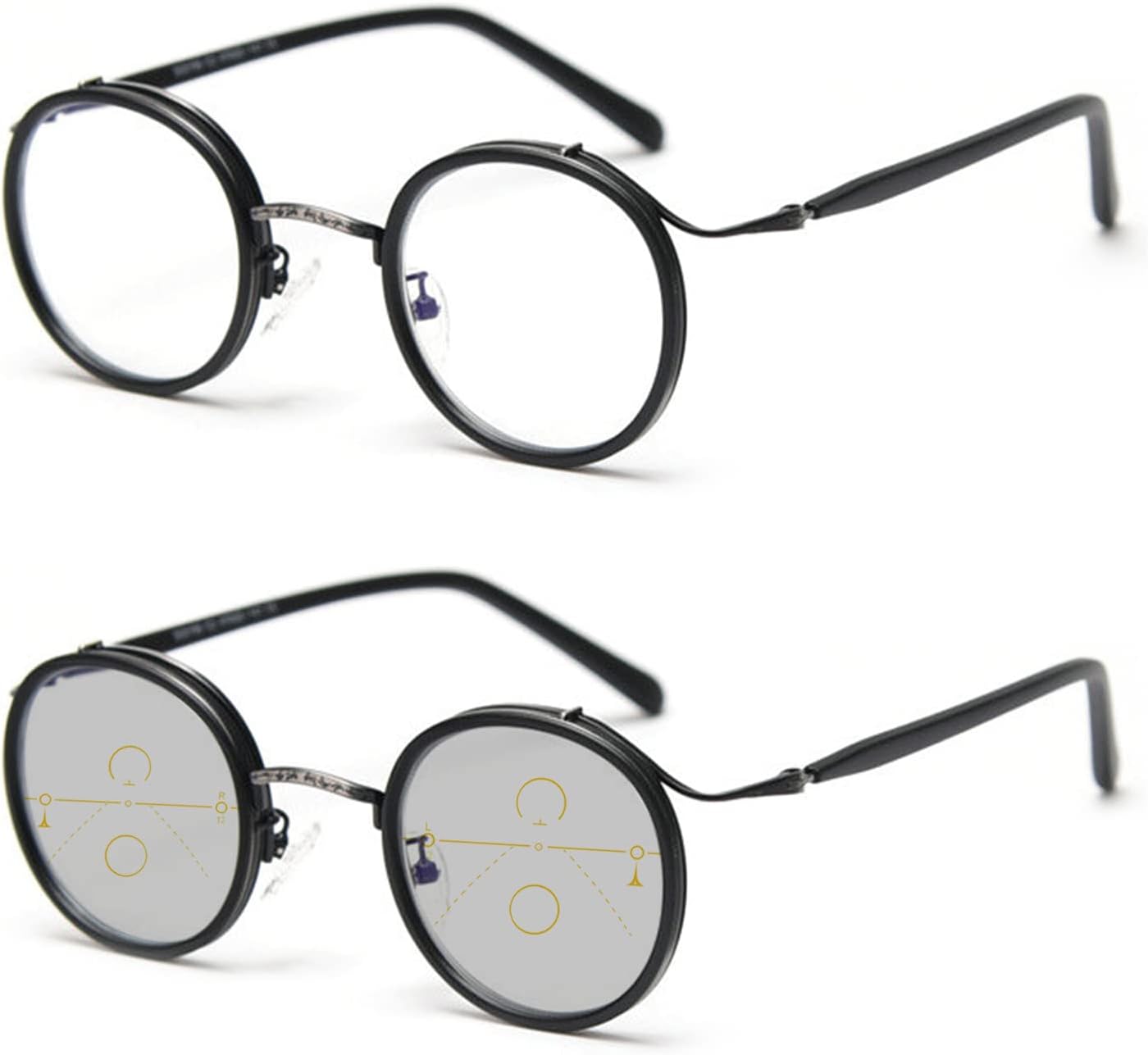 COTIA Reading Glasses Transition Photochromic Progressive Multifocus Reader for Men/Women Classic Round Eyewear