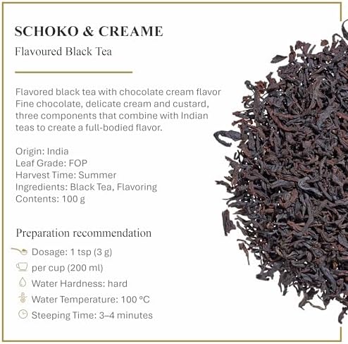 Ronnefeldt Schoko & Creme – Loose Leaf Black Tea with Chocolate & Cream Flavour – 100g Pack – Fine Indian Blend