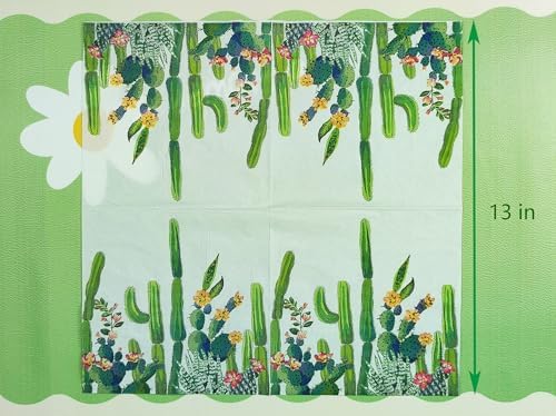 40 Pack Succulent Cactus Paper Napkins for Fiesta Wedding, Party, Birthday, Dinner, Lunch(2-Ply, 6.5 x 6.5 In)