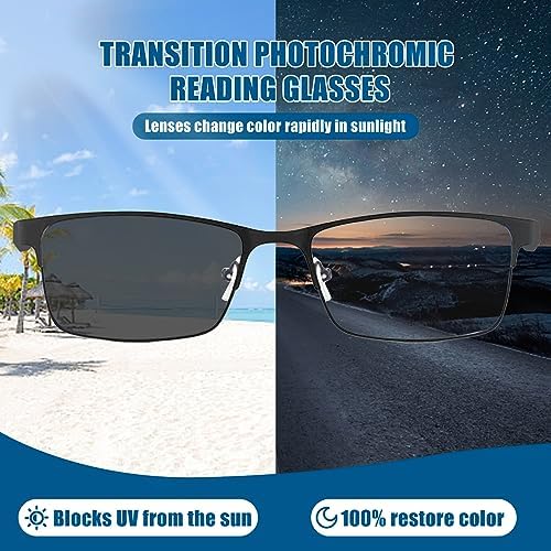 Photochromic Progressive Multifocus Reading Glasses Men Transition Blue Light Blocking Multifocal Computer Readers