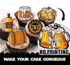 18pcs Brown Glitter Dessert Cupcake Topper Aged to Perfection Cheer 30 Whiskey Festival Traditional Oktoberfest Festival Theme Decor Supplies Men Happy 30th Birthday Decorations
