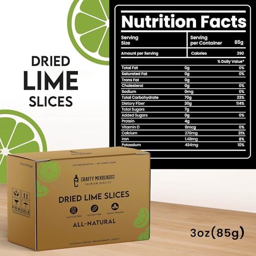 Dried Lime Slices 3oz/85gm 23 to 37 Pcs, Citrus Dehydrated Fruit For Cocktails, Limes For Cocktail and Decor, Cocktail Garnish and Decoration, Dried Lemon Peels, Garnishes for Drink and Juice