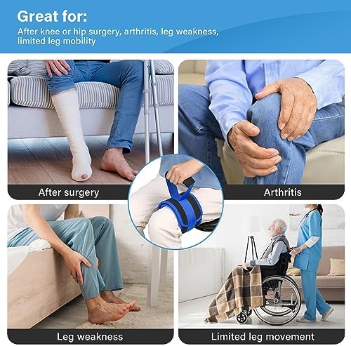 Leg Lifter Strap for Limited Mobility,Thigh Lifter Strap with Padded Grip and Loop for Knee Hip Surgery Recovery,Mobility Aids Tool for Disabled Get in and Out of Bed,Car,Wheelchair