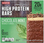Elevation High Protein Bars – Chocolate Mint Flavor – 20g Protein Per Bar – 6 Count, 14.4 oz Total – Low Sugar, Post Workout Snack, Muscle Recovery, Meal Replacement, Energy Bar