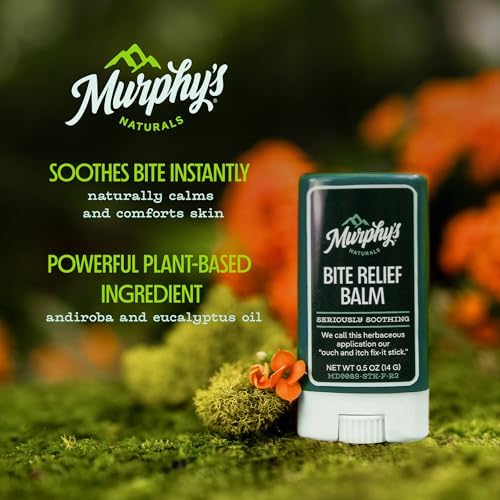 Murphy’s Naturals Insect Bite Relief Balm Stick, Travel-Friendly, Soothes Bug Bites with Plant-Based Oil, Fast-Acting, Easy Application, 0.5oz, 3-Pack