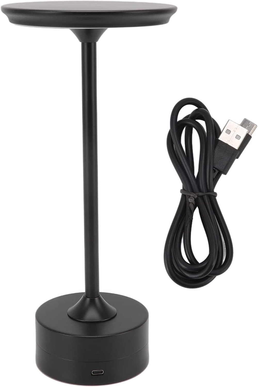 Cordless Table Lamp, 2000mAh Portable LED Desk Lamps, 3 Levels Brightness USB C Bedside Wireless Lamps for Home, Office(Black)