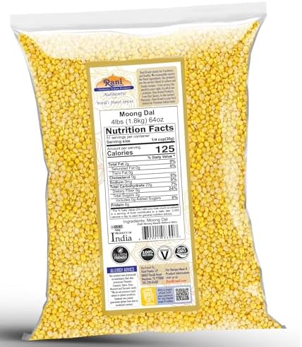 Rani Moong Dal (Split Mung Beans Without Skin) Lentils Indian 64oz (4lbs) 1.81kg Bulk ~ All Natural | Gluten Friendly | Non-GMO | Kosher | Vegan | Indian Origin