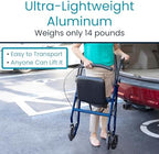 Vive Ultra Lightweight Rollator Walker with Seat - Foldable, Narrow, Rolling Senior Walker for Small Spaces - 4 Wheel Aluminum Adult Easy Drive Aid with Underseat Accessory