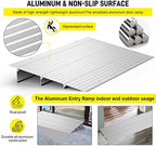 Door Threshold Ramp 3" Rise Door Ramp Aluminum Entry Ramp or Doorways Rated 800 lbs Load Capacity forWheelchair Scooters Power Chairs Walkers Metallic