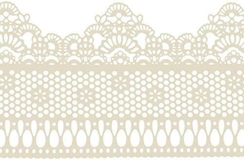 Funshowcase Ready to Use Edible Cake Lace Lattice with Small Daisy Ivory White 14-inch 10-piece Set