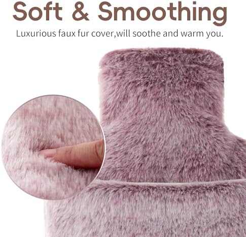 samply Hot Water Bottle with Cover - 2L Hot Water Bag with Hand Pocket, for Hand Feet Warmer, Pink