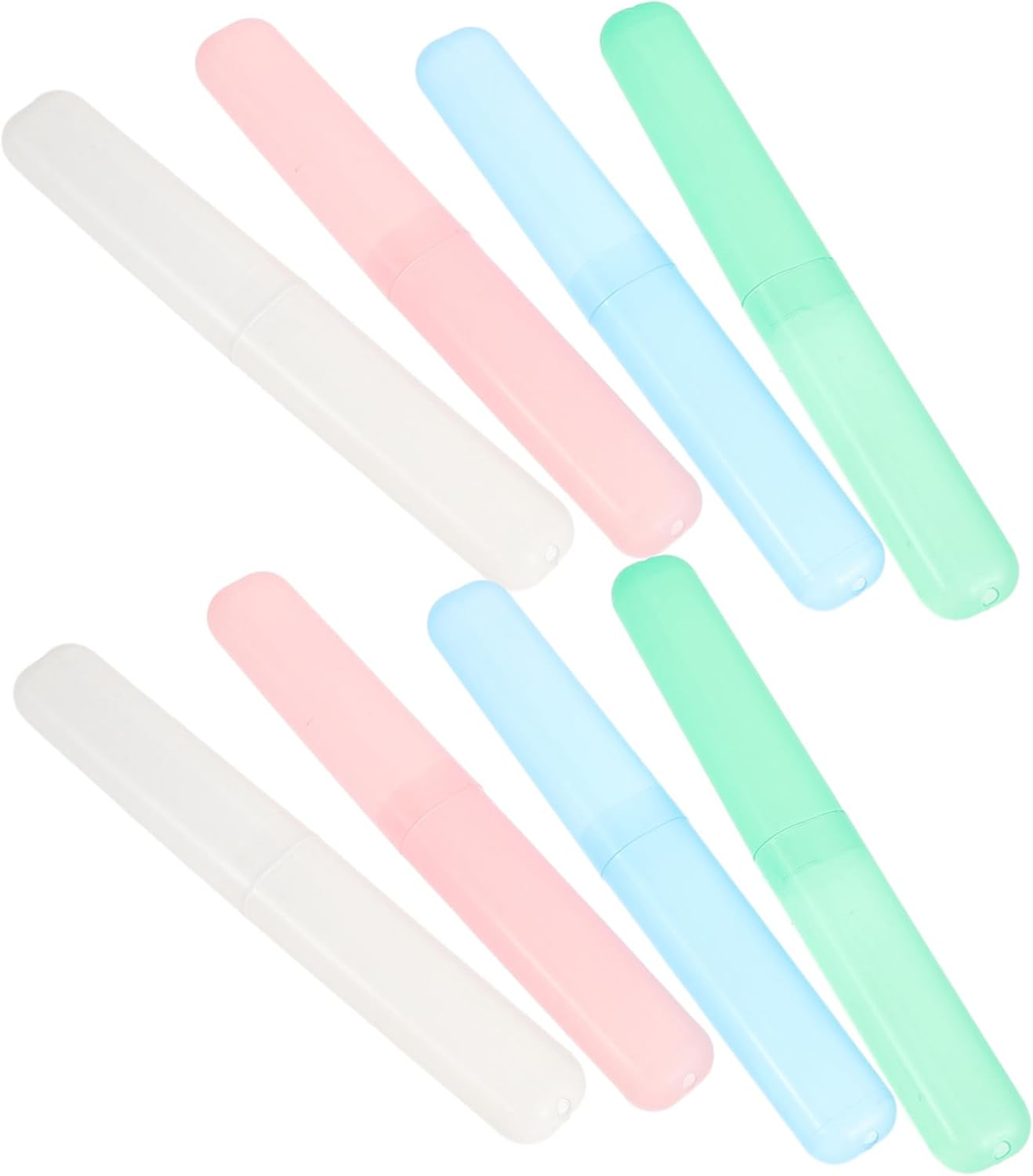 FRCOLOR 8pcs Tooth Brush Holder for Travel Toothbrush Travel Case Toothpaste Holder Portable Plastic Toothbrush Storage Box in Family-Friendly Colors