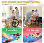 One Way Transfer Support Seat Cushion with Handles-Non-Slip Fall Prevention Pad for Elderly/Disabled Use on Wheelchairs, Chairs and More,48.4"x16.7" (Blue, Pack of 1 PC)
