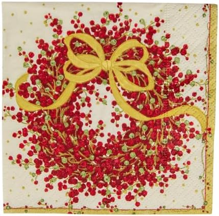Caspari Entertaining Pepper Berry Cocktail Napkins, Red, 20-Pack