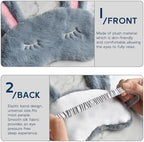 Cute Animal Sleeping Mask Sleep Mask, Soft Plush Rabbit Eye Mask for Travel Nap Sleeping Blindfold Eye Cover Eyeshade for Adult Kids Girls Teens Men Women - Rabbit, Gray