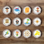 PRECUT Pirate Edible Cupcake Toppers - Theme #2 Premium Thickness SWEETENED VANILLA - wafer card disc cake decorations (12)