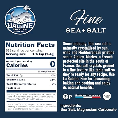 La Baleine, Sea Salt Canister, Fine, 26.5 oz (Pack of 3)