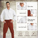 Pirate Shirt Men Renaissance Faire Costume Medieval Victorian Shirt Vampire Gothic Steampunk Costume Halloween Cosplay Tops