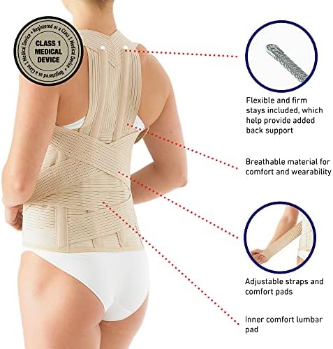 Neo G Dorsolumbar Support Brace - Back Support For Early Kyphosis, Rounded Shoulders, Posture Correction, Muscular Aches, Lumbar Support - Fully Adjustable - Class 1 Medical Device - Large - Long