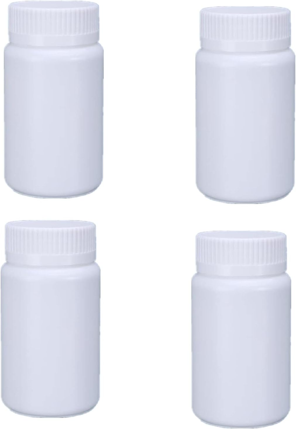 4PCS Empty Medicine Pill Bottle White Plastic Vials with Screw Cap Liquid Solid Powder Capsules Case Pill Tablet Holder Box Storage Container Reagent Bottle Travel Jar Pot (100ML)