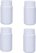 4PCS Empty Medicine Pill Bottle White Plastic Vials with Screw Cap Liquid Solid Powder Capsules Case Pill Tablet Holder Box Storage Container Reagent Bottle Travel Jar Pot (100ML)