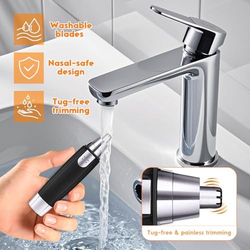 Waterproof Electric Nose Hair Trimmer - Battery-Operated Precision Grooming Tool for Men and Women, Portable and Easy to Clean, Ideal for Travel and Daily Use