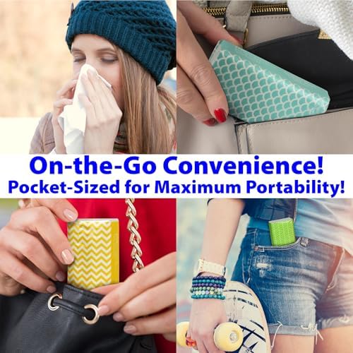 Travel Tissue Packs – 8 Compact 3-Ply Packs (72 Total), Soft Chlorine-Free Facial Tissues for Purse, Car, or School, Gentle & Durable, Non-Bleach, Stylish Geometric Design