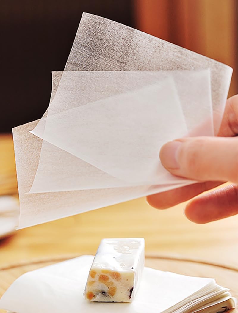500Pieces Glutinous Rice Paper Edible Rice Paper Wafer Papers Edible Candy Wrappers 2.56x3.15 inch For Baking and Cake Decorating Cupcakes Sushi Candy Caramel Toffee Rice