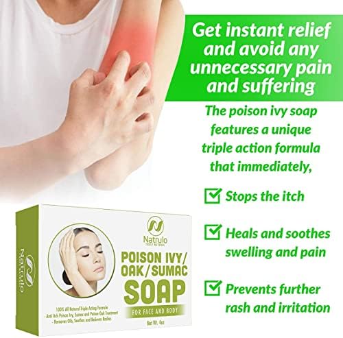 Poison Ivy Soap Bar - All Natural Poison Ivy Treatment - Anti-Itch Soap Skin Cleanser Bar for Poison Ivy, Poison Oak & Sumac - Removes Oils, Soothes & Relieves Rashes - 4 oz Bar Made in USA