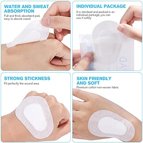 FRCOLOR 20pcs Disposable Eye Pads, Sterile Non- Woven Eye Patch Stickers Soft Self- Adhesive Cover Wound Dressings for Adults Kids