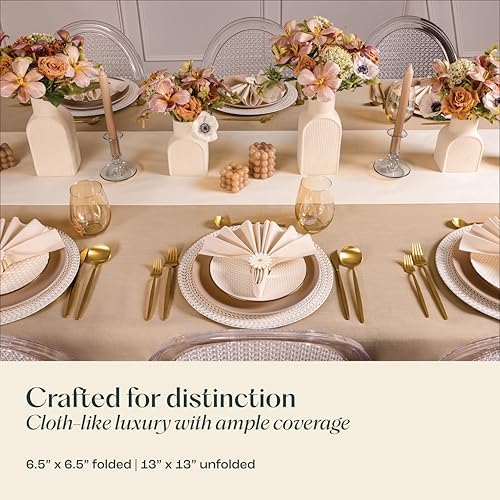 Disposable Linen-Feel Black Napkins, 6.5" x 6.5" Paper Napkins For Wedding, Party, Dinner Or Holiday (100 Pack)