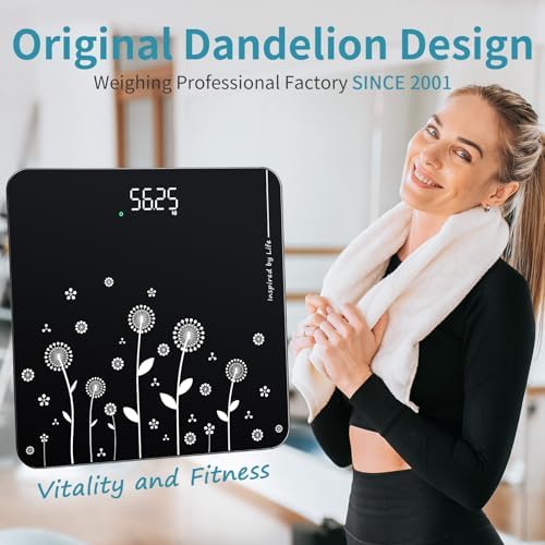 Vitafit Digital Bathroom Scale for Body Weight, High Precision in 0.1lb Assured by Weight Scale Professional Factory Since 2001, White LED and Step-On, 3*AAA Batteries Included, 400lb/182kg, Black