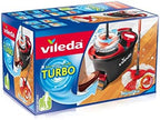 Vileda Turbo EasyWring & Clean Complete Set, Mop with Bucket and Power Spinner Plus Replacement Head Turbo