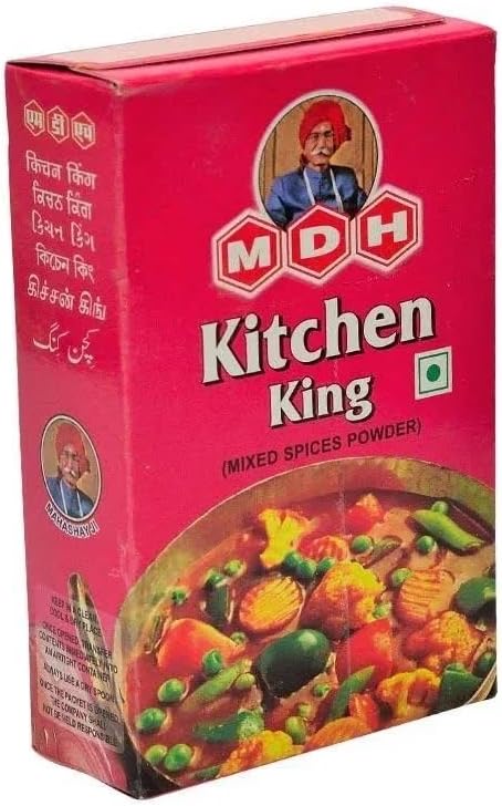 MDH Kitchen King Masala 100g - Enhances the flavours of the meal (Pack of 1) – Spices Mix Curry Masala Recipe Mixes Casserole Seasoning Herbs - Ideal for vegetable dishes with soft curry