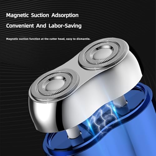 New Model Mini Dual-Head Electric Shaver, Upgrade Pocket Shaver, Washable Double Head Razor, USB Mini Portable Razor, Rechargeable Waterproof Compact (Four Color) (Blue)