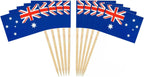 JAVD CYPS 100 Pcs Australia Flag Australian Toothpick Flags, Small Mini Stick Cupcake Toppers Australian Flags,Country Picks Party Decoration Celebration Cocktail Food Bar Cake Flags