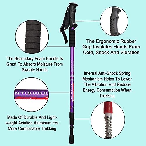 Aihoye Hiking Trekking Poles, 2 Pack Collapsible, Lightweight, Anti Shock, Walking Sticks, Adjustable Hiking Pole for Men and Women