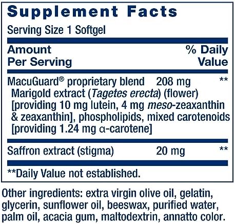 Life Extension MacuGuard Ocular Support with Saffron – Eye Health Supplement for Healthy Vision – with Lutein, Meso-zeaxanthin, zeaxanthin, Saffron – Gluten-Free, Non-GMO – 60 softgels
