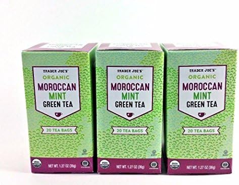 Trader Joe's Organic Moroccan Mint Green Tea 20 tea bags (Pack of 3)