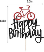 Bicycle Happy Birthday Cake Topper, Birthday Party Cake Decoration, Sports Themed Cake Topper (Bicycle)