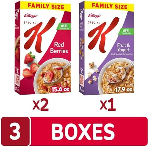 Kellogg’s Special K Breakfast Cereal, Family Breakfast, Fiber Cereal, Family Size, Variety Pack (3 Boxes)