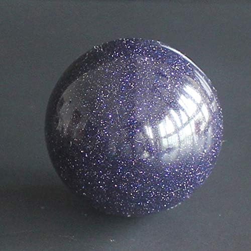 Mixed Gemstone Sphere Ball with Wood Stand Stone Crystal Ball Chakra Healing Crystal Reiki Crafts (Blue Goldstone)