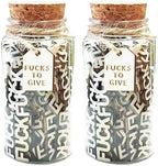 2Pack Fucks Jar, 200Pcs Fucks to Give Jar Valentines Day Decor for Office Desk Home Decor, A Fuck to Give Wooden Cutout Letter Bad Mood Vent Funny Little Birthday Gifts for Women Men