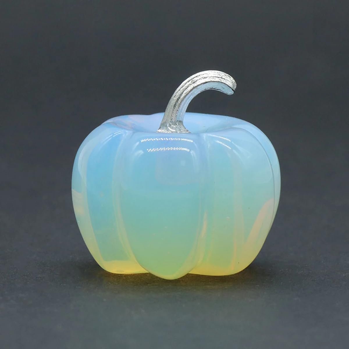 1PC Pumpkin Statue Natural Stone Ornament Hand Carved Pumpkin Figurine Jade Agate Healing Crystals Office Home Decor,Opal