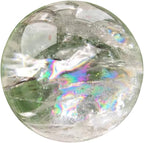 Clear Crystal Sphere Healing Stone Ball with Rainbow Inclusion Natural Mineral Quartz for Chakra, Home Decoration, Gift