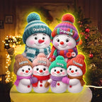 Pofily Personalized Snowman Family Christmas Light Box, Custom Christmas Night Light, Gift for Grandma, Personalized Gifts for Grandma Style04